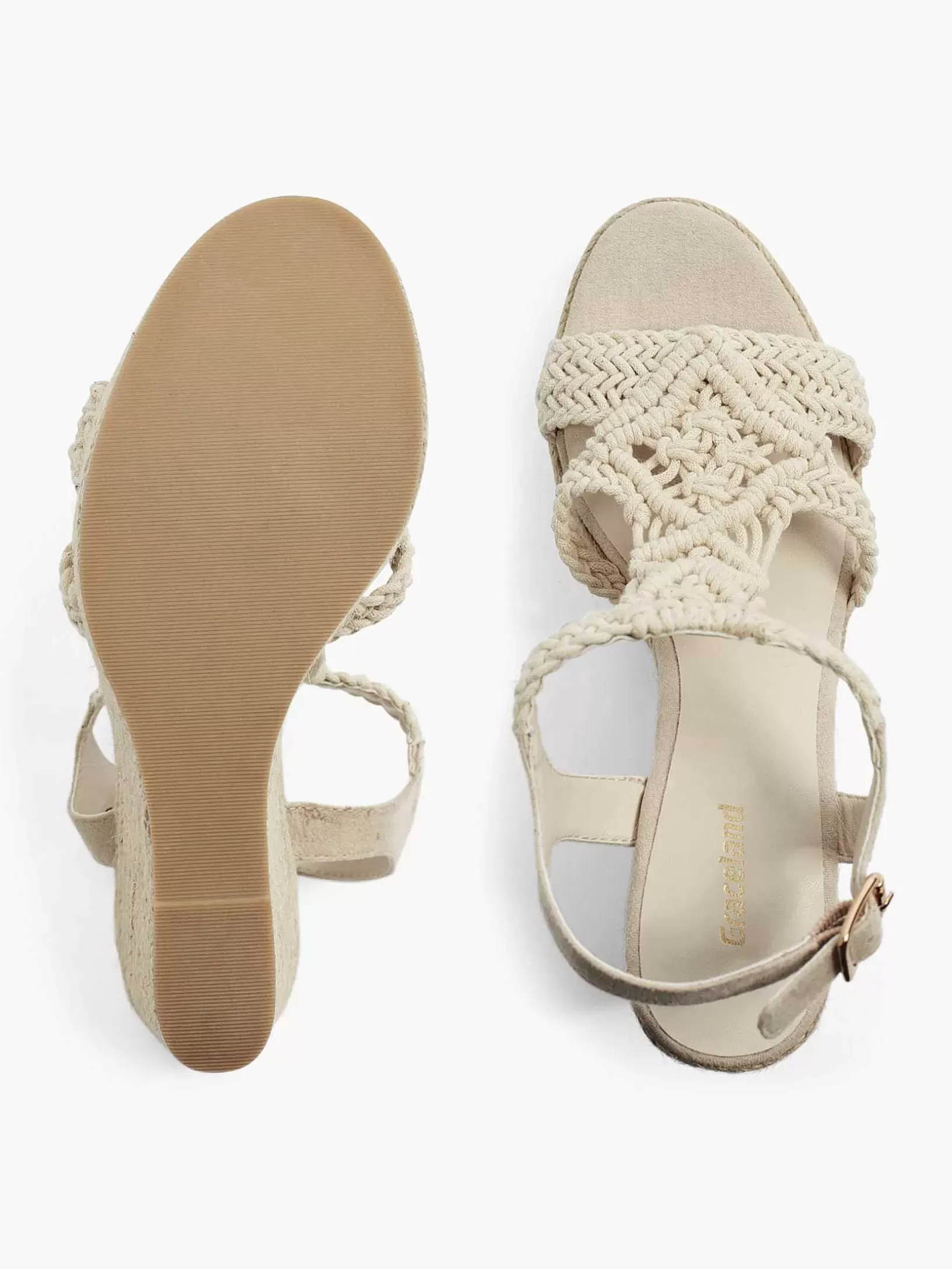 Sandalen | Graceland Beige Sandalette Mit Keilabsatz