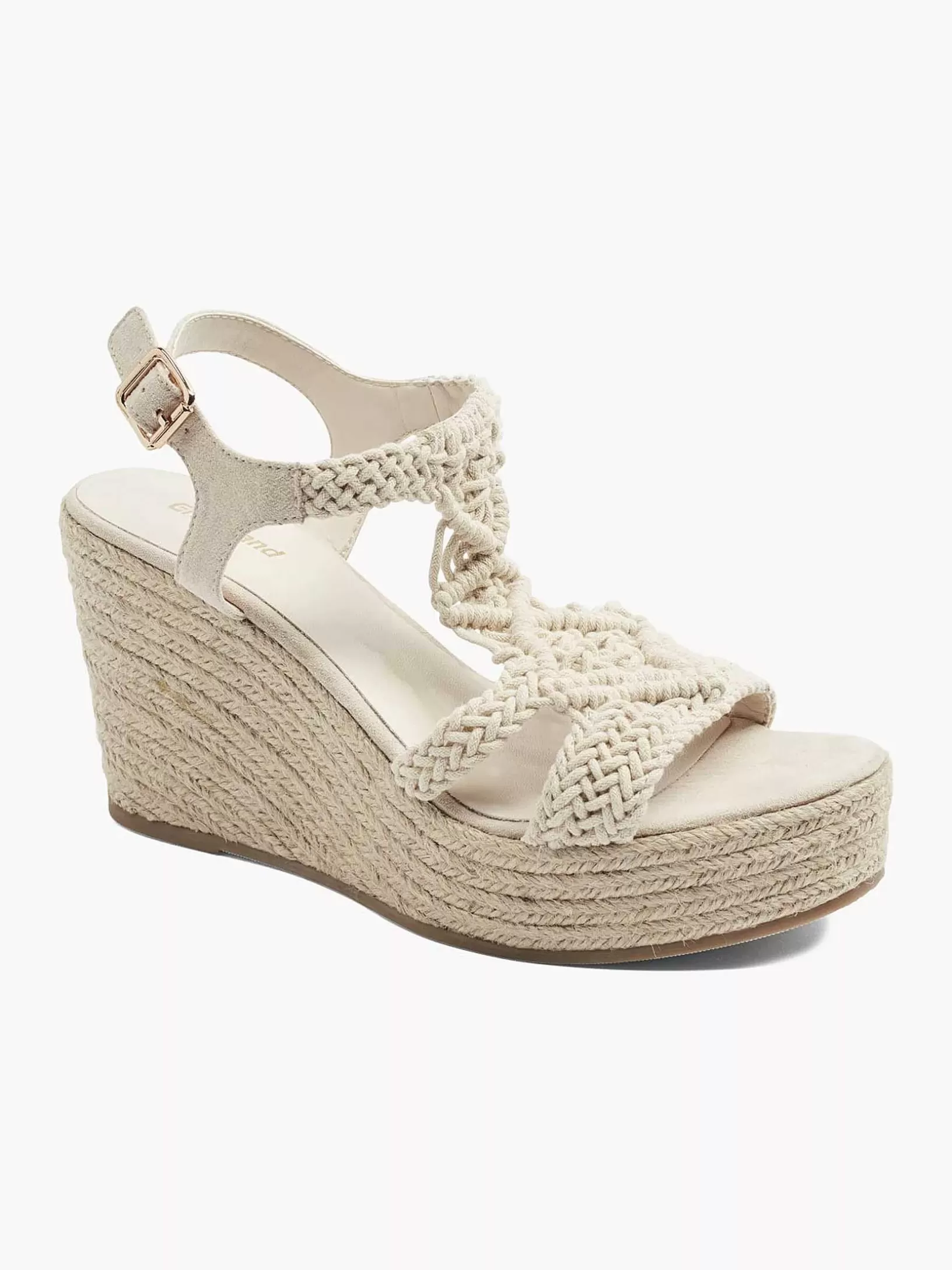 Sandalen | Graceland Beige Sandalette Mit Keilabsatz