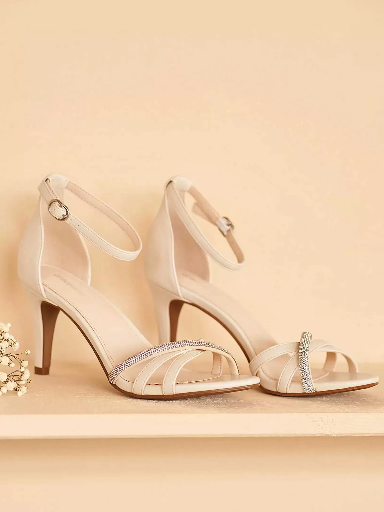 High Heels | Graceland Beige Sandalette-Steine