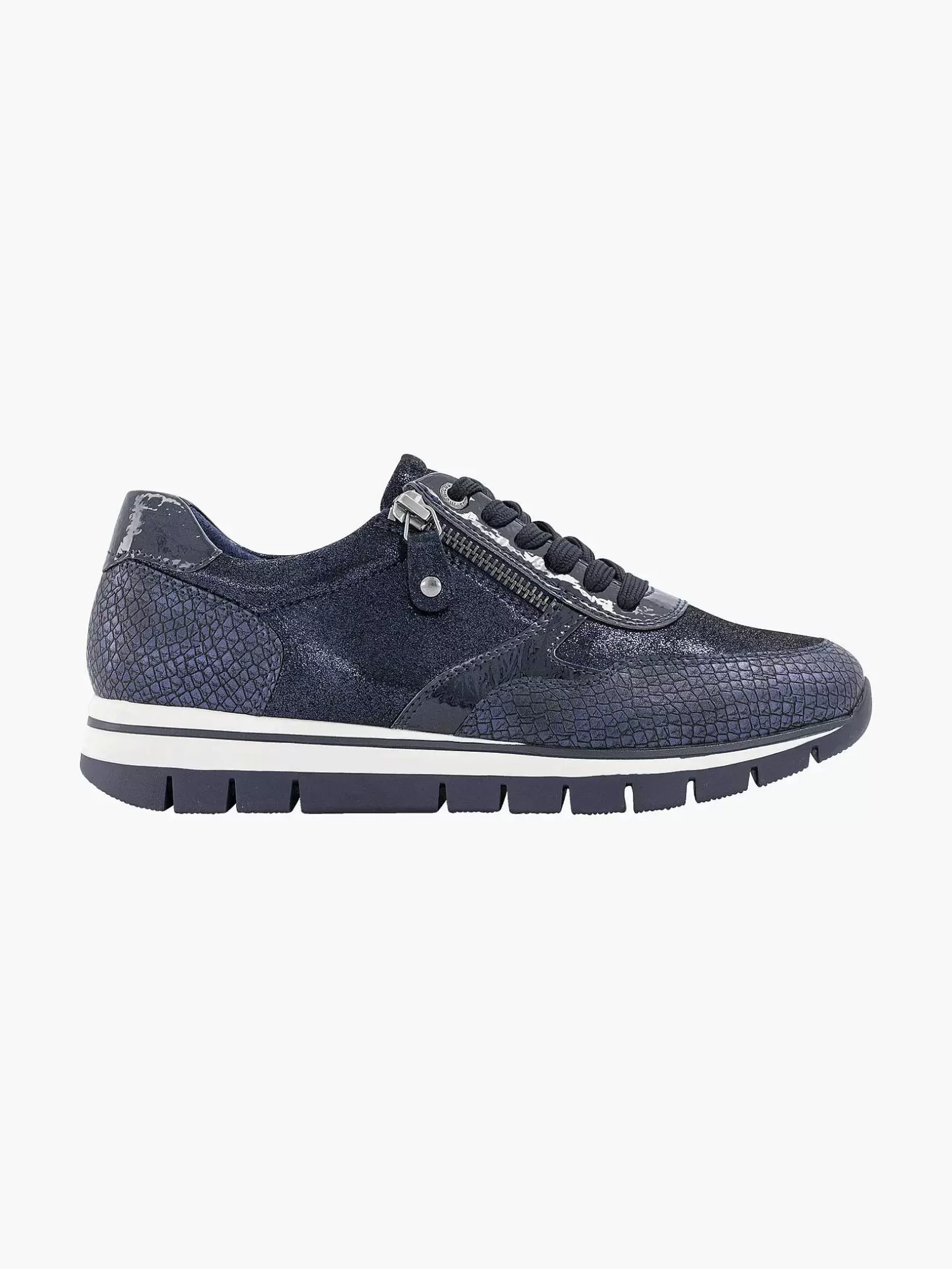 Komfortschuhe | Medicus Dunkelblauer Comfort Sneaker Croco