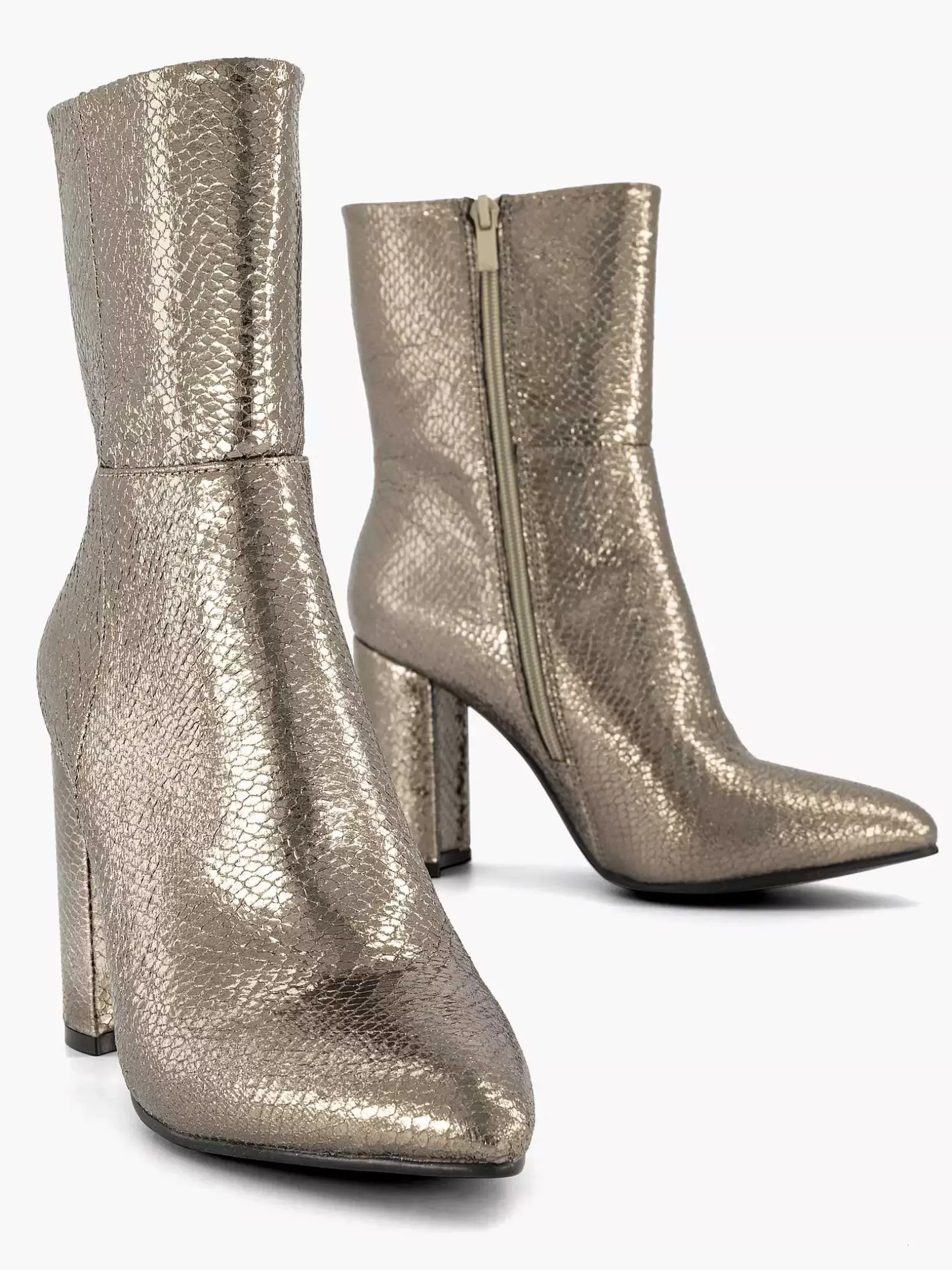 Stiefeletten & Stiefel | Oxmox Goldene Stiefeletten Mit Schlangenmuster