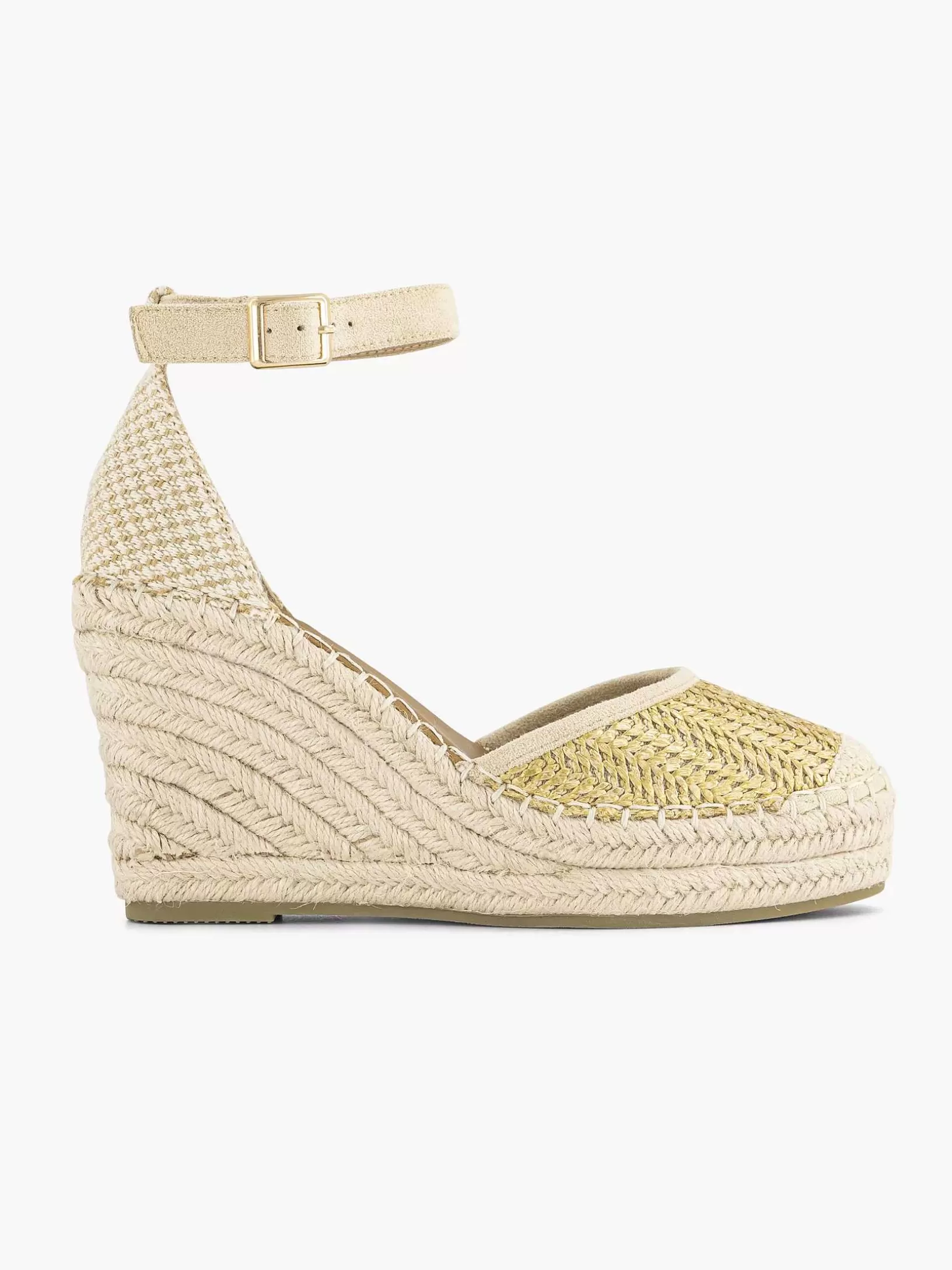 High Heels | Graceland Goldfarbener Espadrille-Keilabsatz