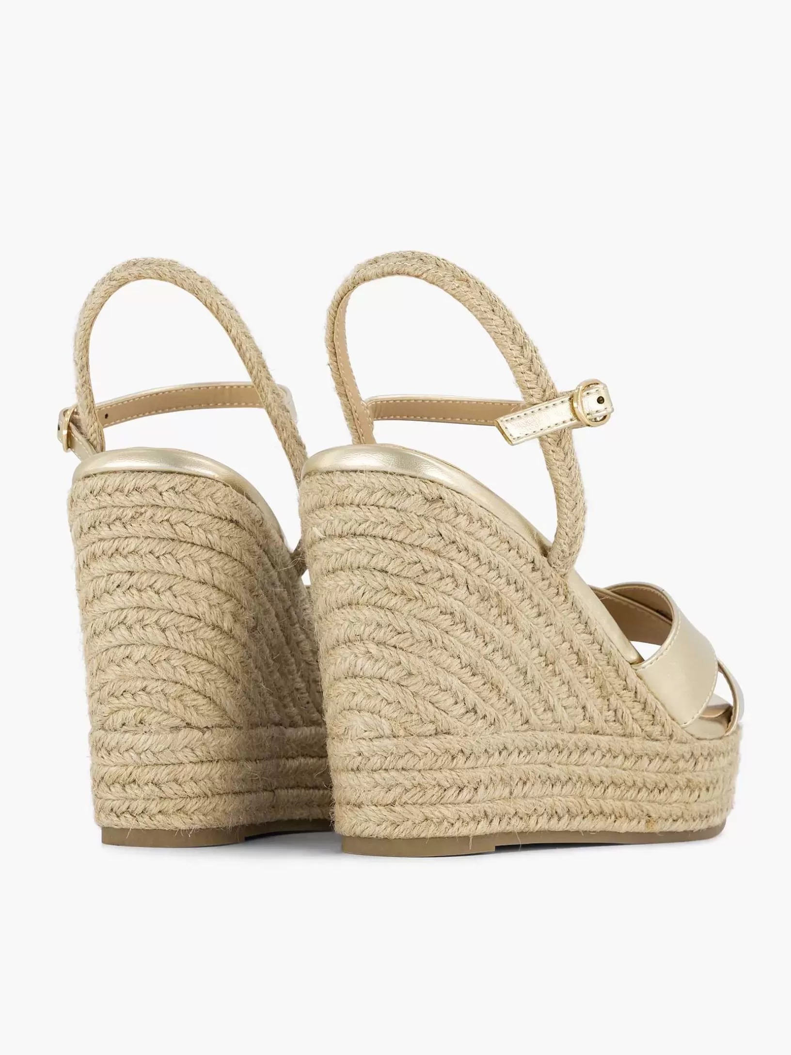 Sandalen | Graceland Goldfarbener Espadrille-Keilabsatz