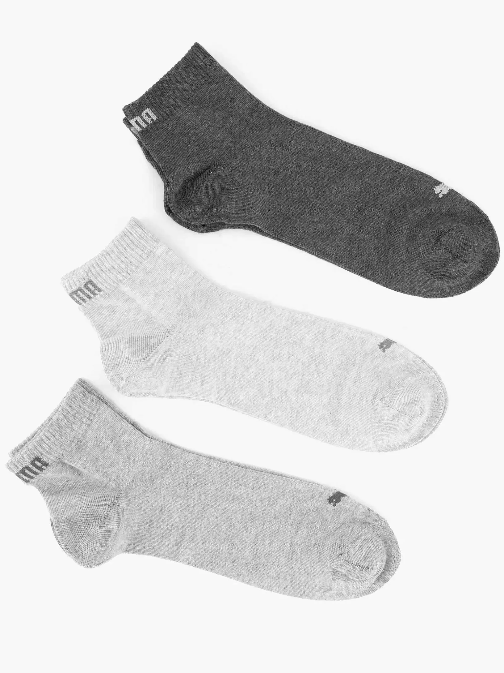 Socken | Puma Graues Viertel, Einfarbig, 3Er-Pack, 39 42