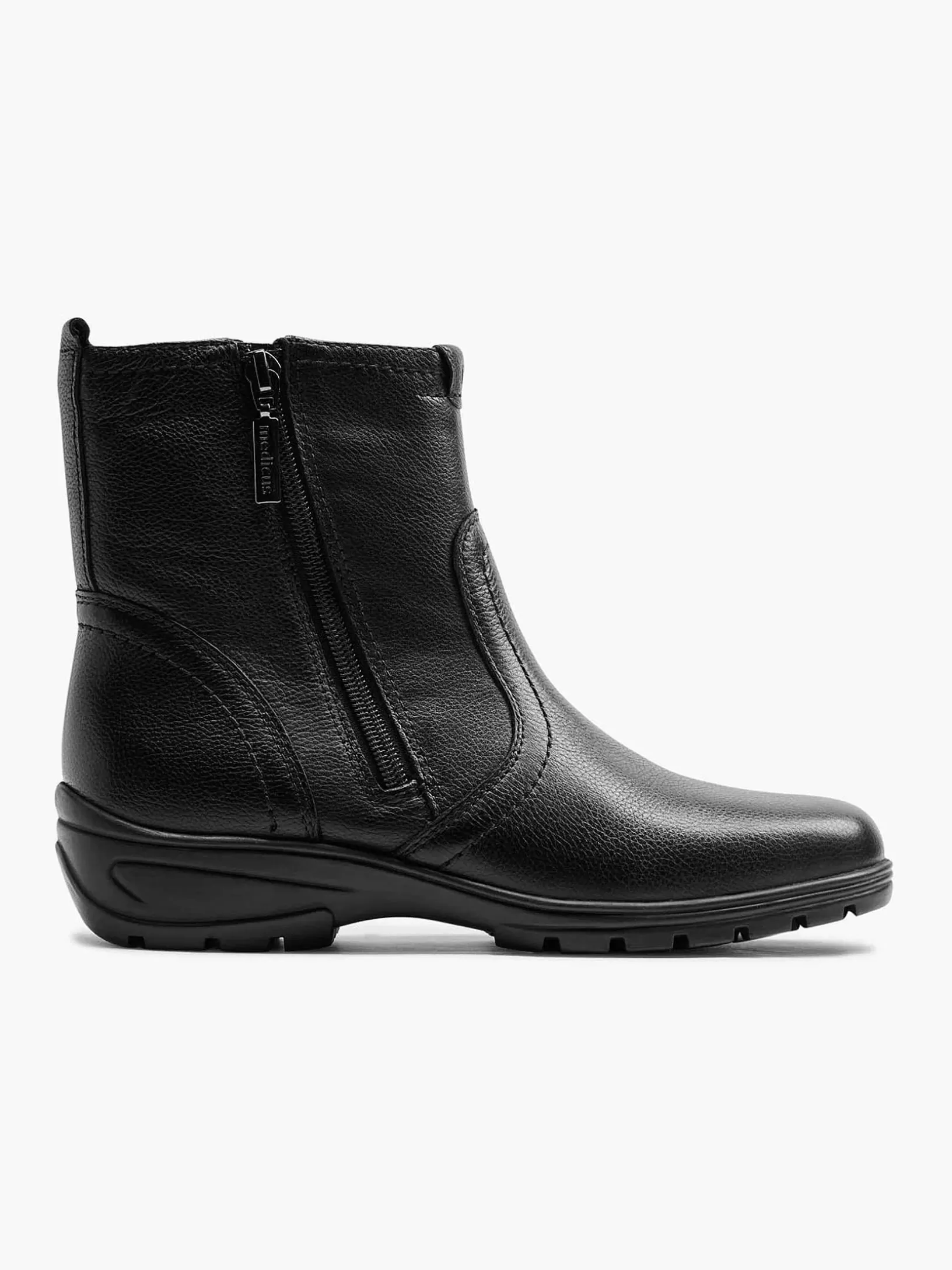 Komfortschuhe | Medicus Komfort-Stiefelette Aus Schwarzem Leder