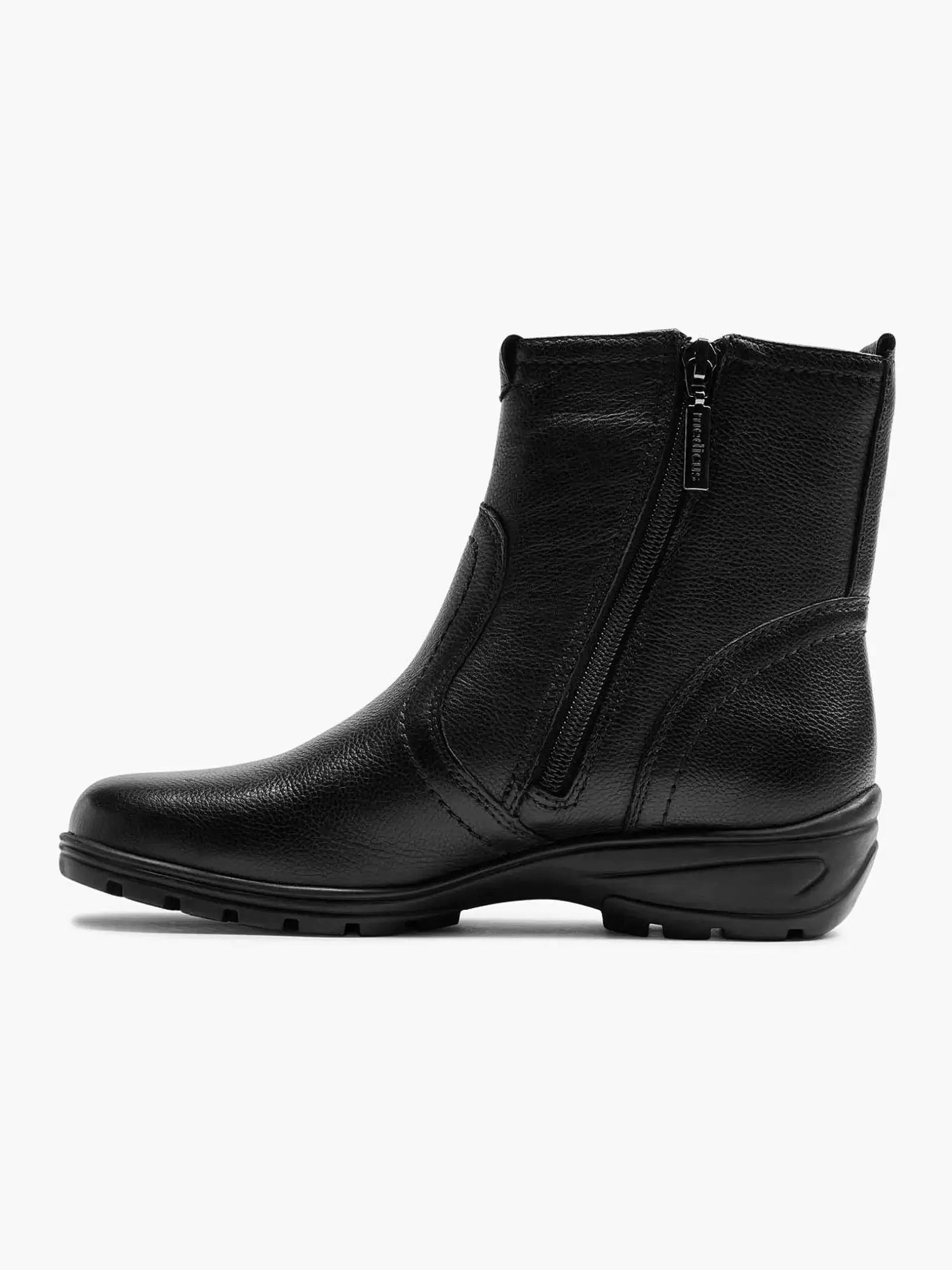 Komfortschuhe | Medicus Komfort-Stiefelette Aus Schwarzem Leder