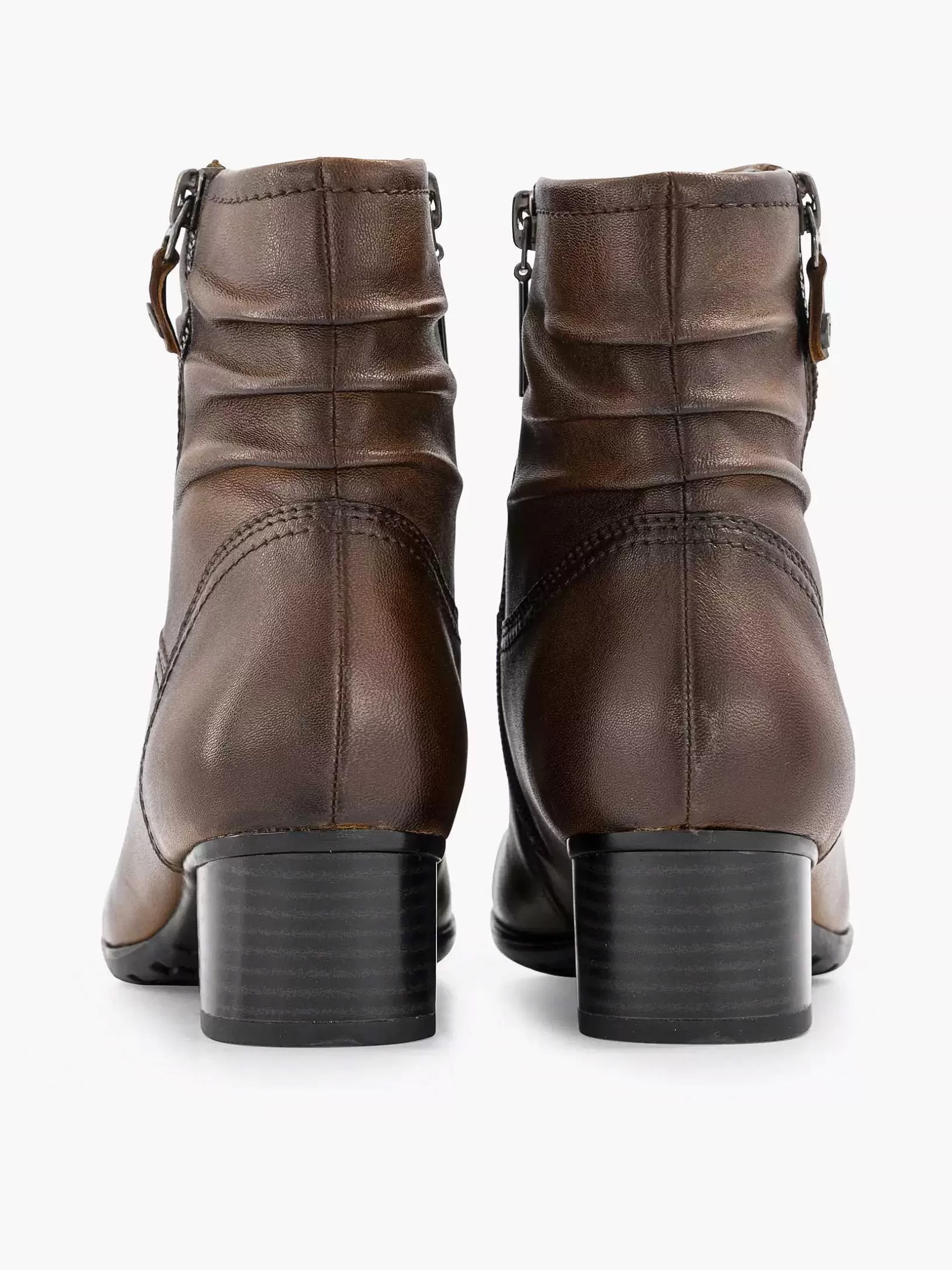 Stiefeletten & Stiefel | Medicus Komfort-Stiefeletten Aus Dunkelbraunem Leder Mit Absatz