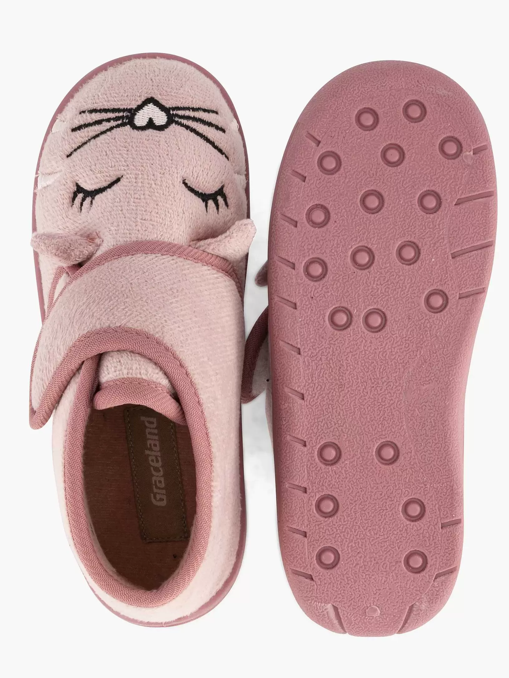 Jungenschuhe | Graceland Rosa Slipper Mit Klettverschluss