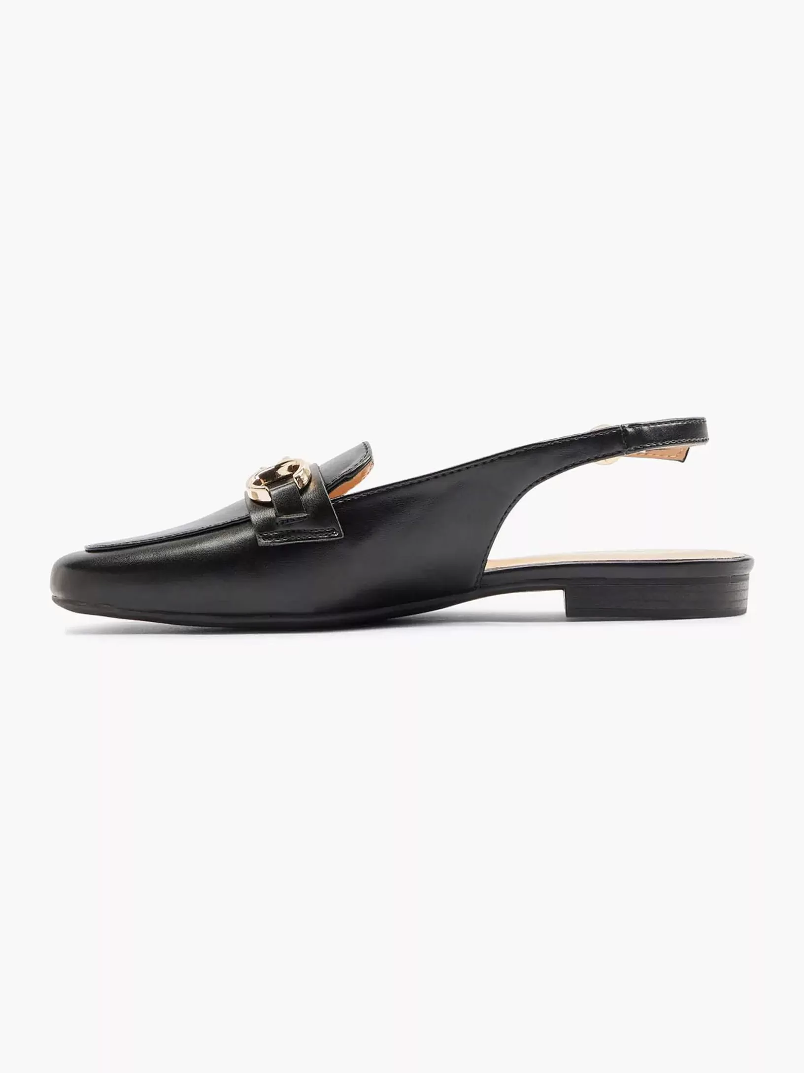 Slipper | Graceland Schwarze Flache Slingback-Dekorationskette