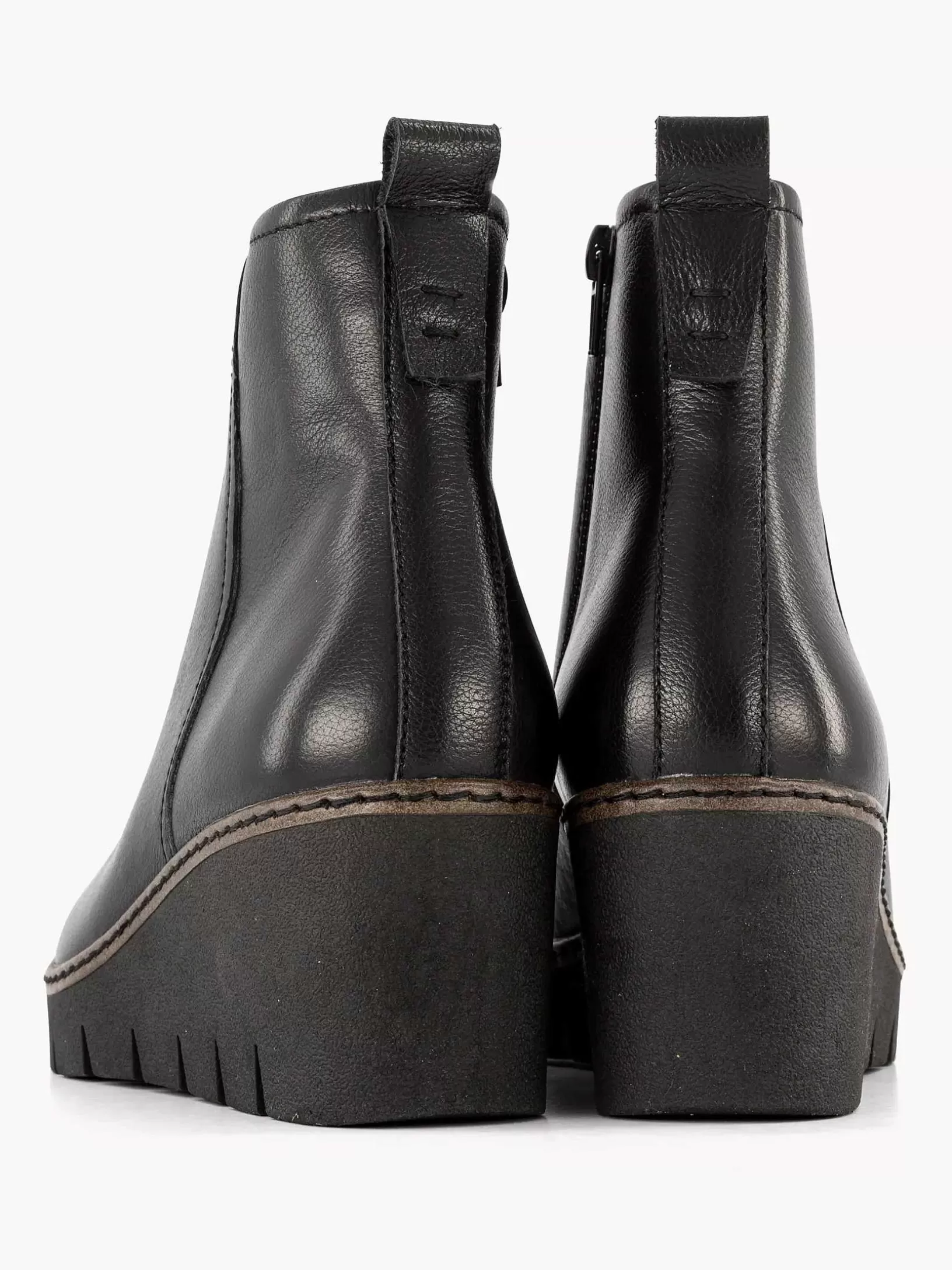 Stiefeletten & Stiefel | 5th Avenue Schwarze Lederstiefelette Mit Keilabsatz