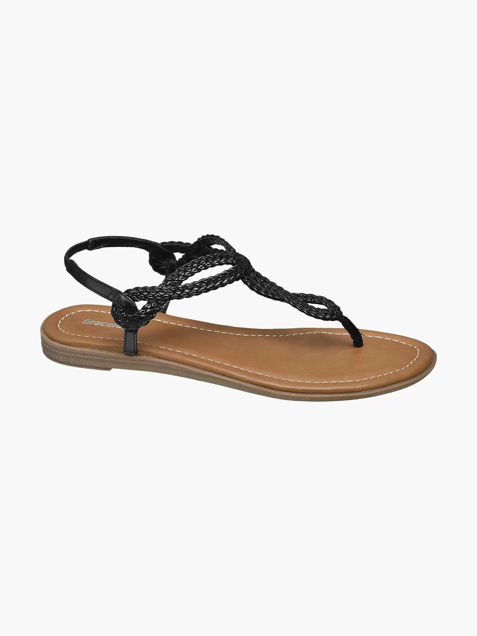 Sandalen | Graceland Schwarze Sandale Gewebt