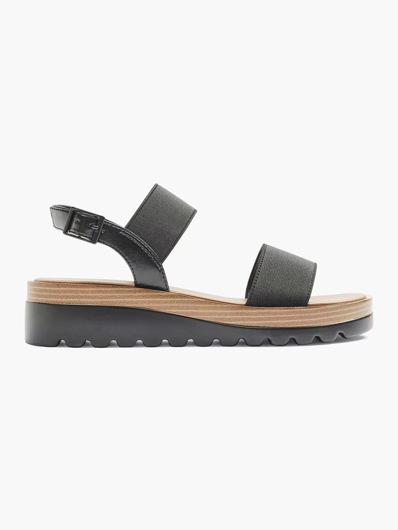 Sandalen | Graceland Schwarze Sandale Mit Gummizug