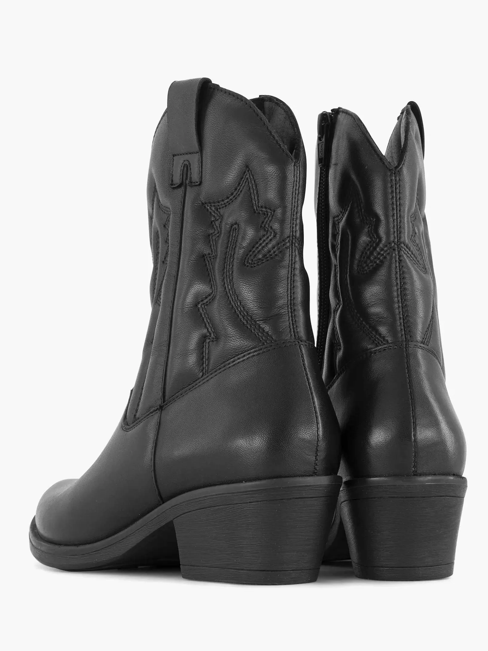 Stiefeletten & Stiefel | Oxmox Schwarzer Cowboystiefel Aus Leder