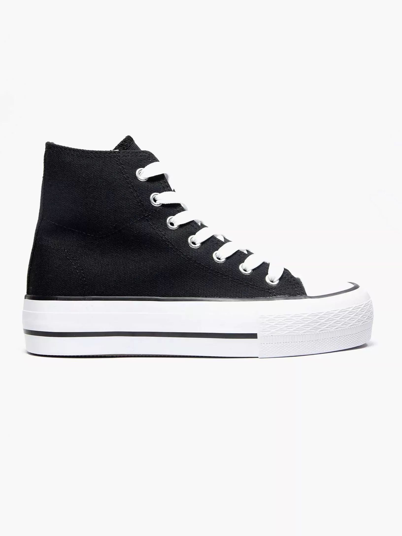 Turnschuhe | Graceland Schwarzer Hoher Canvas-Sneaker