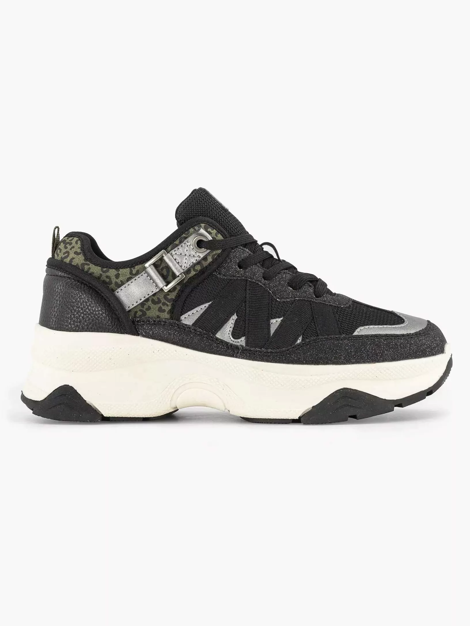 Turnschuhe | Oxmox Schwarzer Klobiger Sneaker Mit Panther-Print