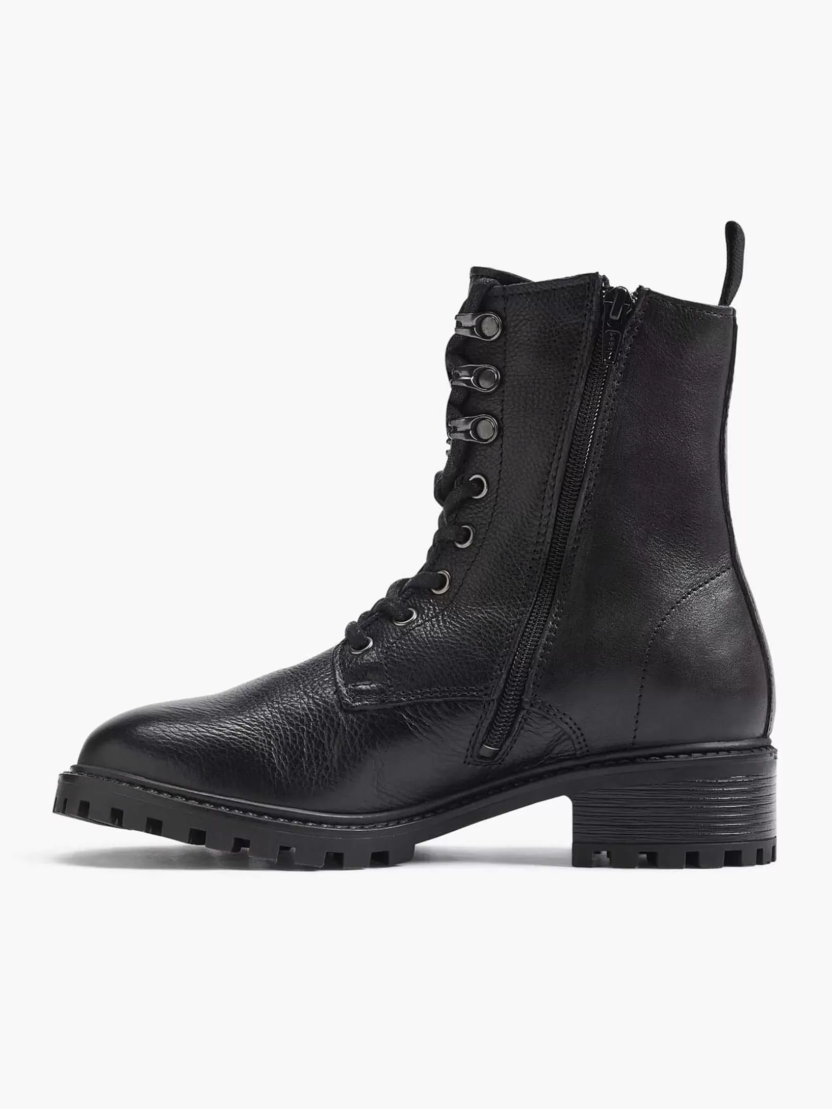 Stiefeletten & Stiefel | 5th Avenue Schwarzer Schnurstiefel Aus Leder