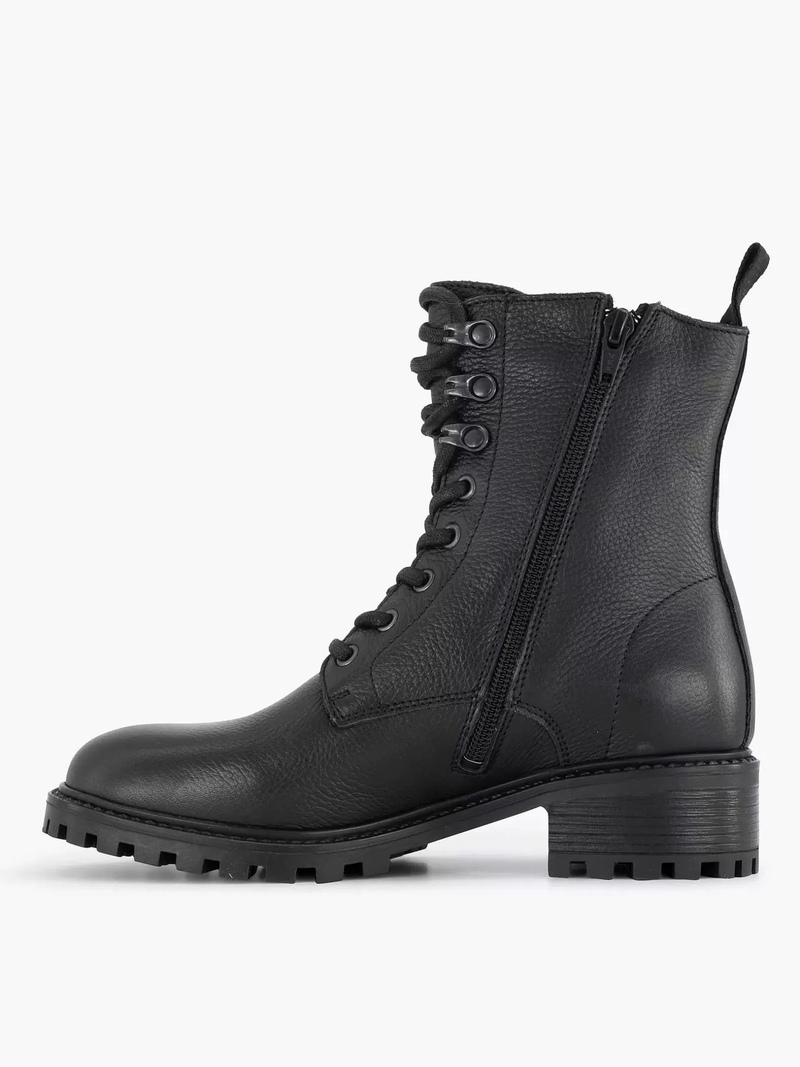 Stiefeletten & Stiefel | 5th Avenue Schwarzer Schnurstiefel Aus Leder