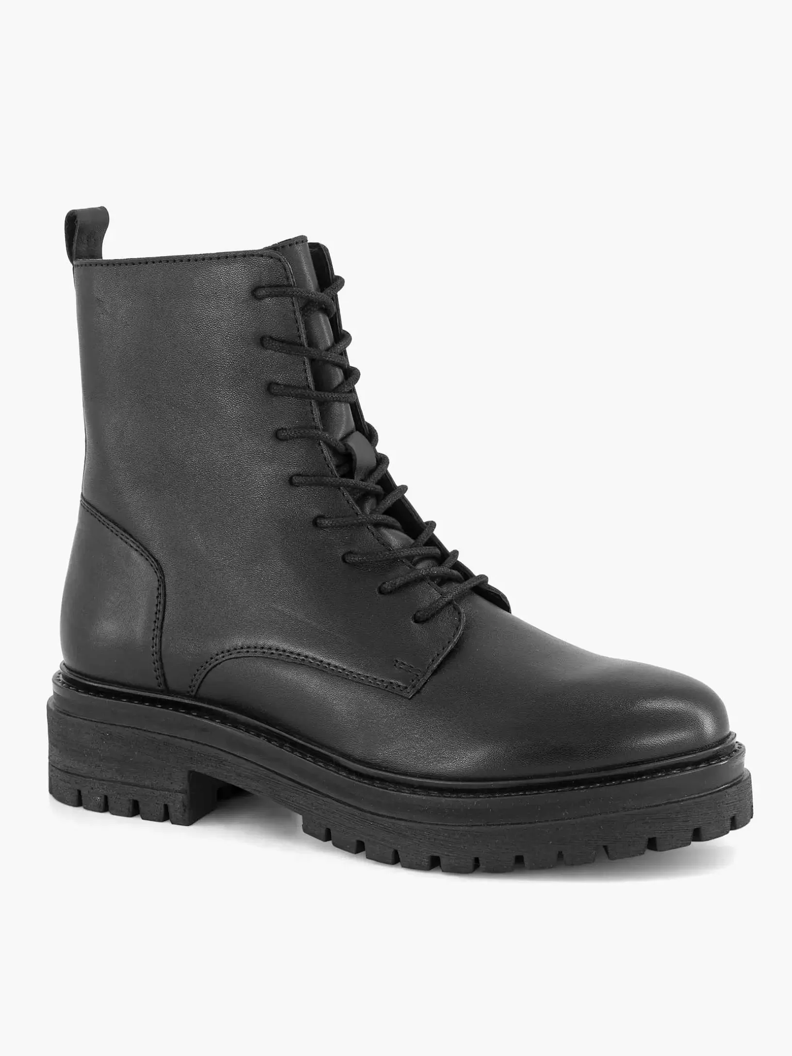 Stiefeletten & Stiefel | 5th Avenue Schwarzer Schnurstiefel Aus Leder