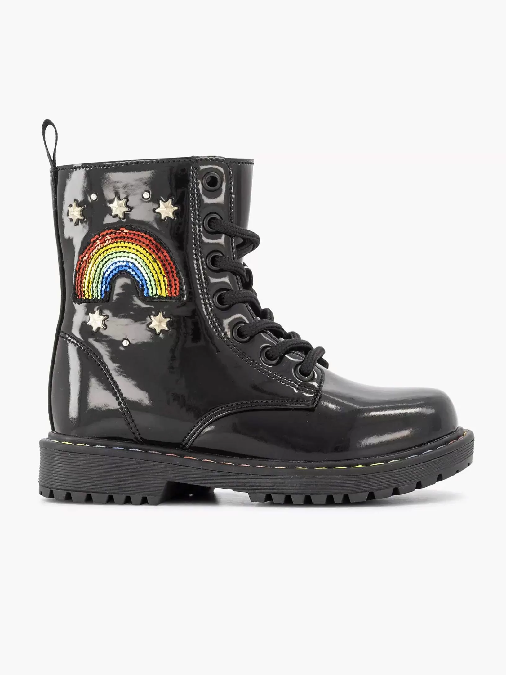 Jungenschuhe | Graceland Schwarzer Spitzenstiefel Regenbogen